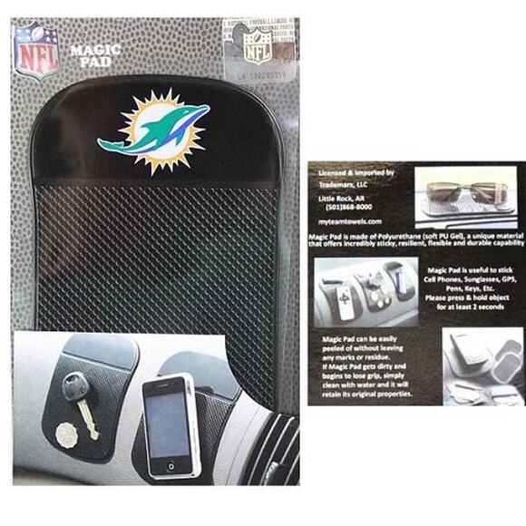 NFL Miami Dolphins Magic Pad Auto Dash Holder Black Truck Black Logo - Picture 1 of 3